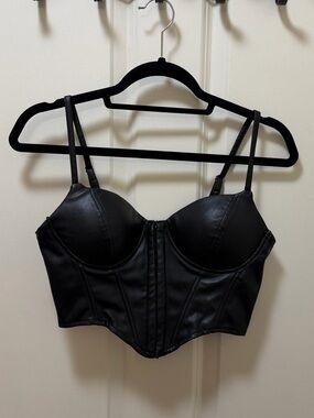 Windsor Black Leather Corset Top